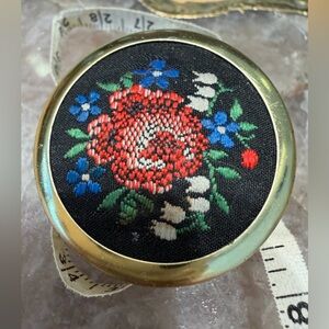 Vintage German Sewing Tape Measure Embroidered Floral Top.